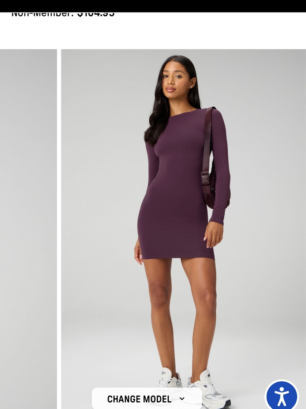 Fabletics Plum Long-Sleeve Mini Bodycon Dress